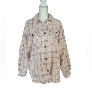 HFX Cozy Plaid Jacket - Pink and Orange Oversized Size Medium